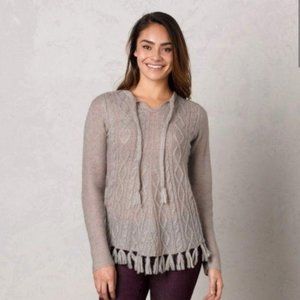 *sale* prAna Shelby Fringe Poncho Sweater Gray Medium Wool Blend